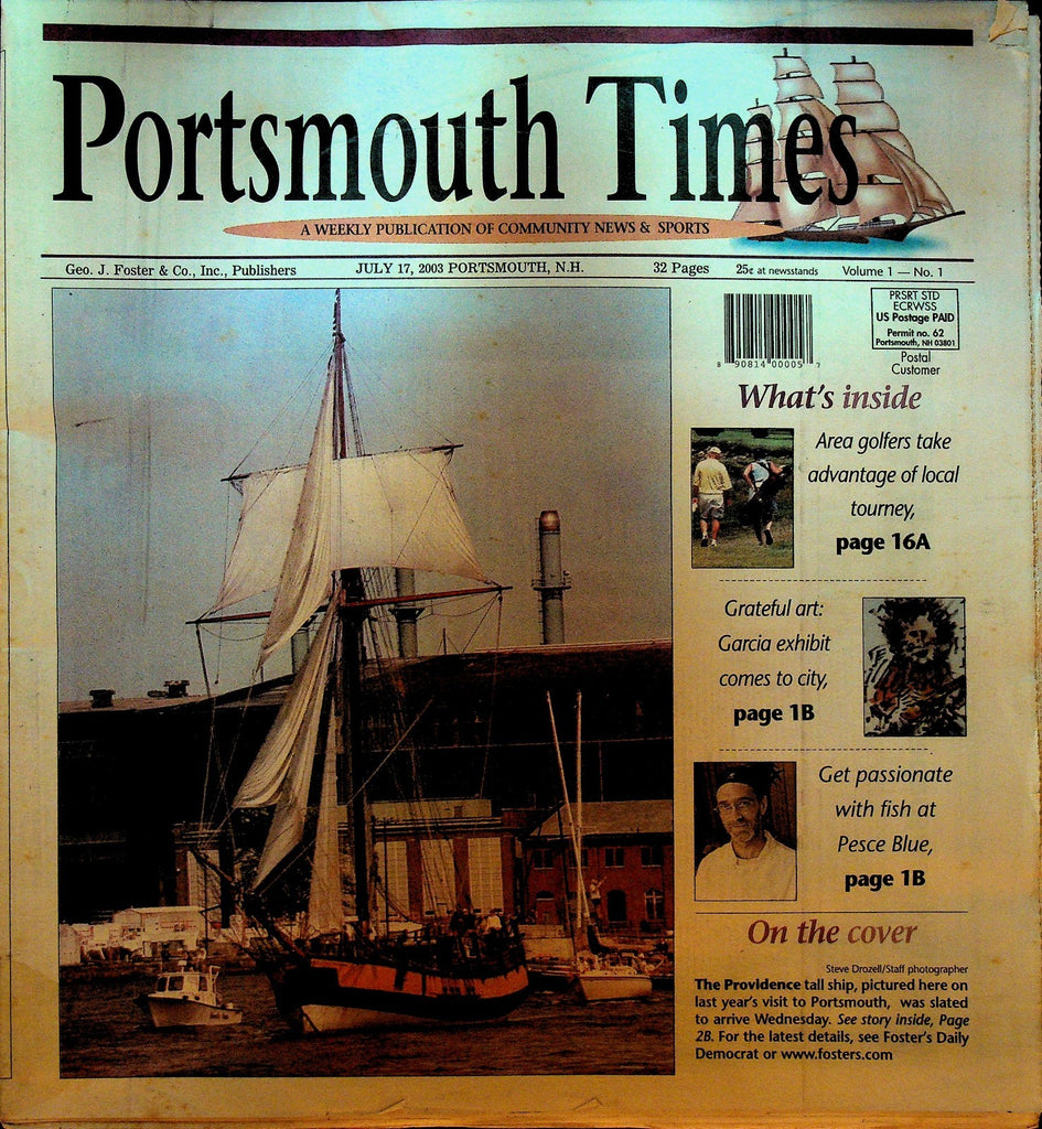 Portsmouth Times July 17 2003 FIRST ISSUE Jerry Garcia0