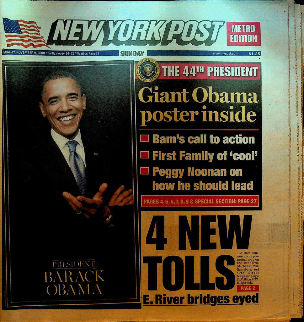 New York Post November 9 2008 Barack Obama President0
