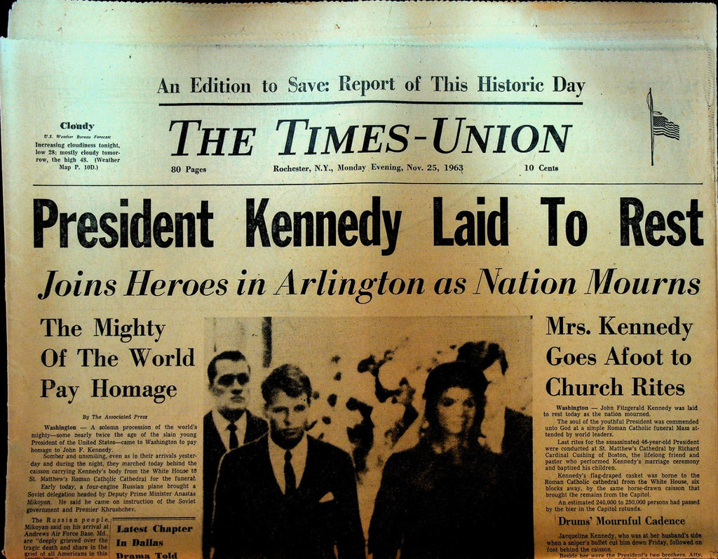 Rochester Times Union November 25 1963 JFK Assassination Kennedy Laid to Rest0