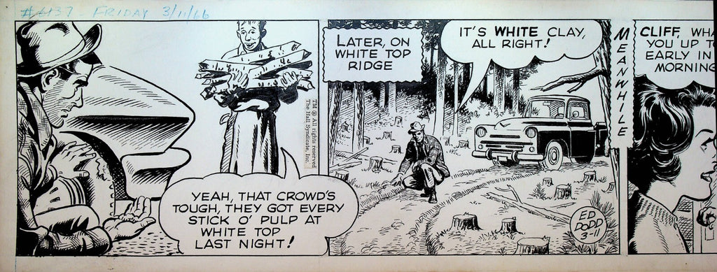 Mark Trail Ed Dodd Original Comic Strip Art March 11 1966 Timber Thieves0