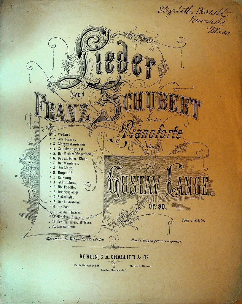 Standchen Sheet Music Gustav Lange Lieder von Franz Schubert ca 18770
