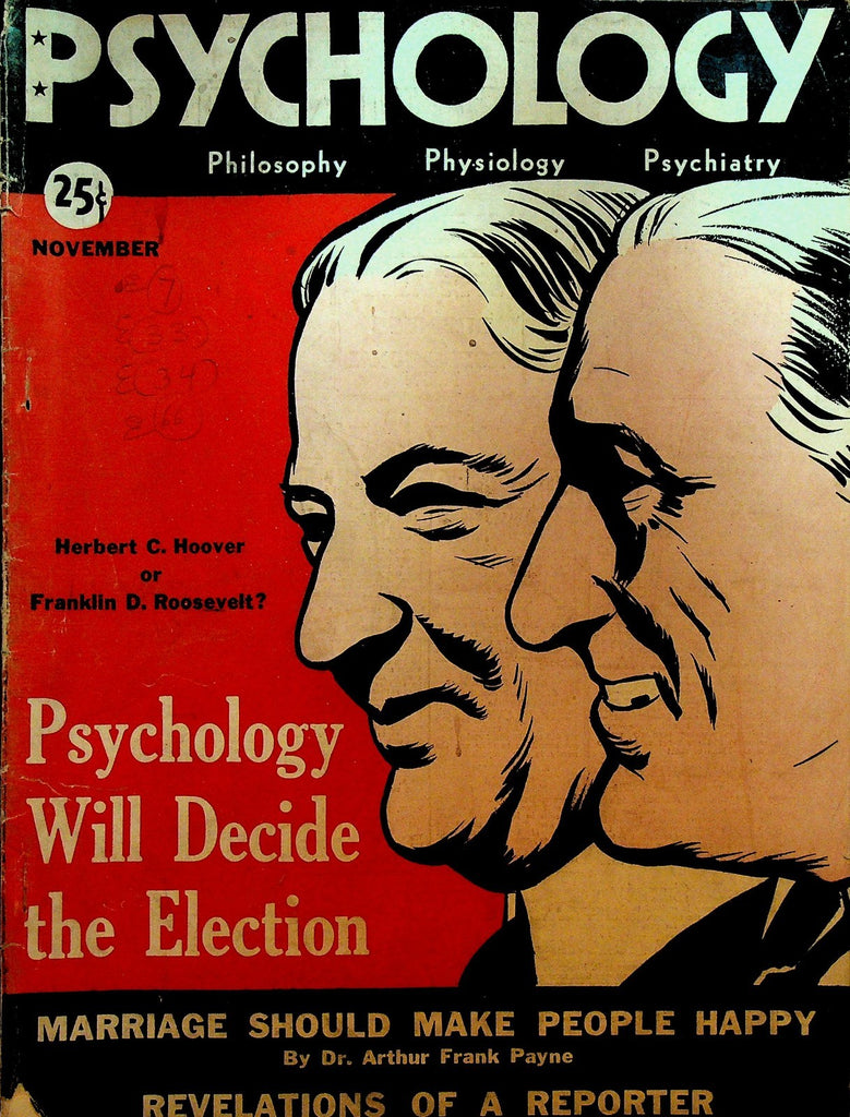 Psychology Magazine November 1932 Herbert Hoover Franklin D Roosevelt0