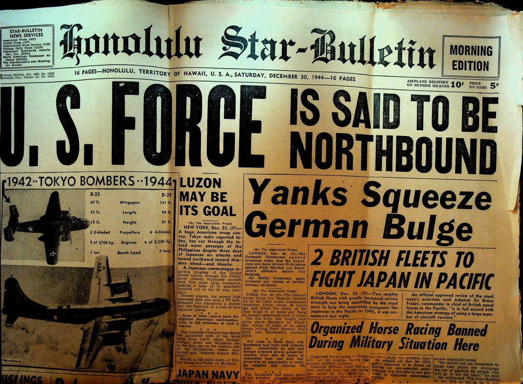 Honolulu Star Bulletin December 30 1944 Newspaper US Force Northbound WWII0