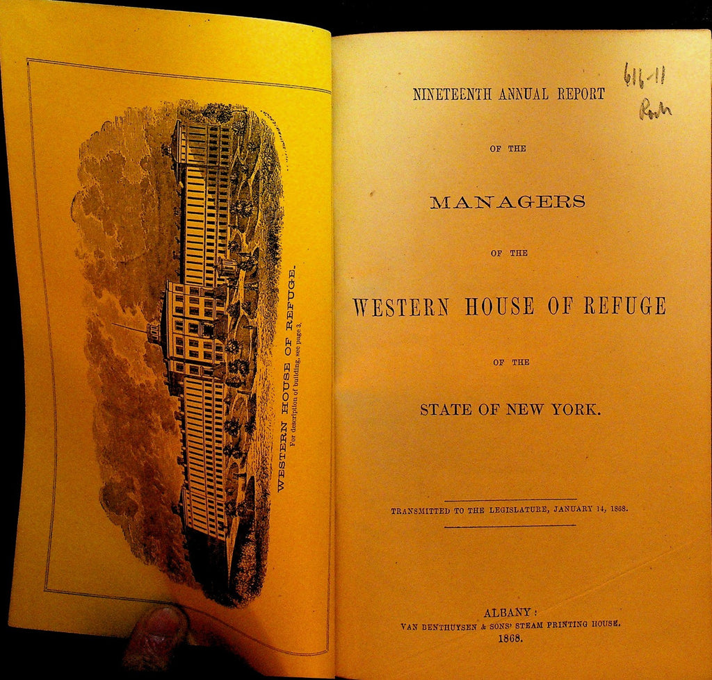 Western House of Refuge for Juvenile Delinquents Annual Report 1868 Rochester NY0
