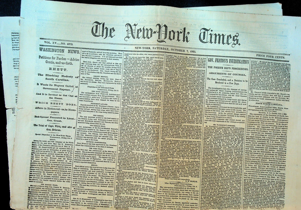 New York Times October 7 1865 Wirz Military Commission Andersonville Prison0