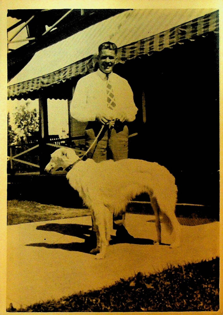 Gene Tunney Boxer & His Borzoi Dog Photo 1926 5x7 B/W