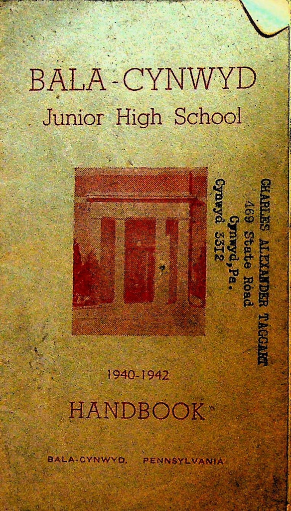 Bala Cynwyd Junior High School Handbook 1940 Pennsylvania0