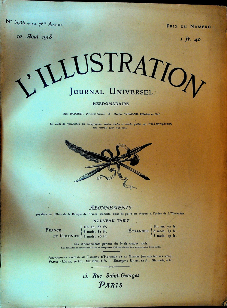 L'Illustration Magazine August 10 1918 WWI French Magazine Ferdinand Foch0