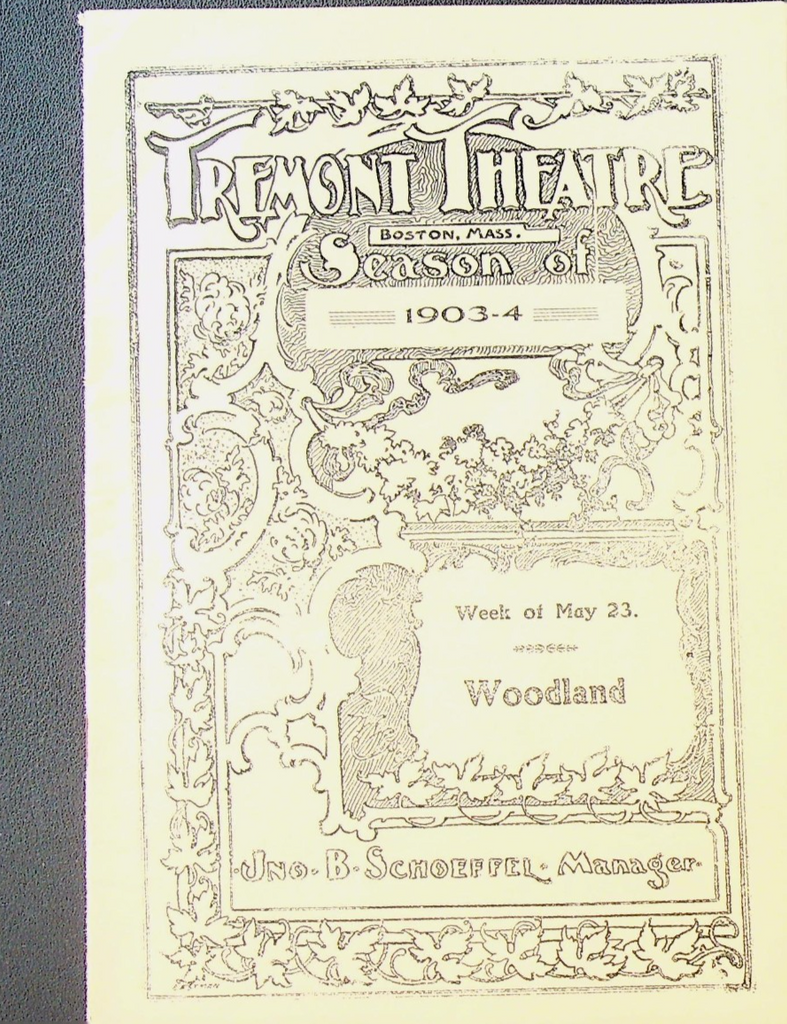 Woodland Playbill May 23 1904 Tremont Theatre Boston Dore Davidson Ida Mulle0