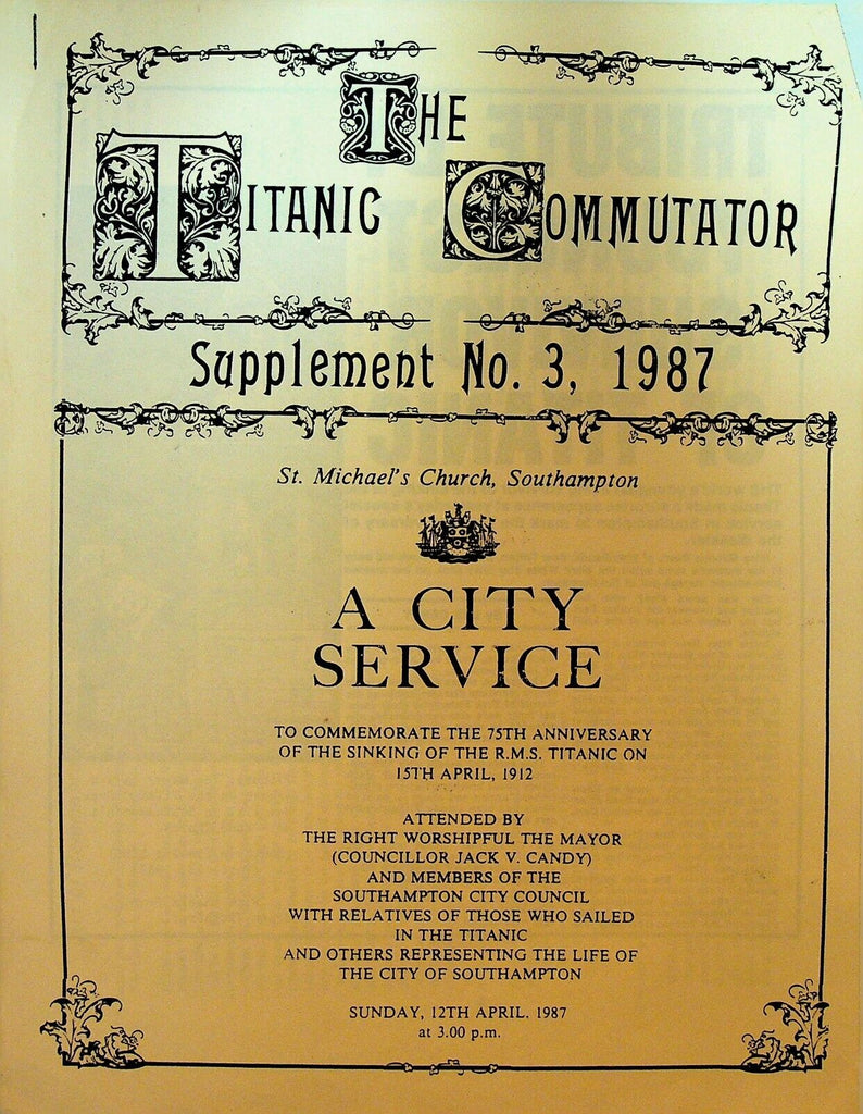 The Titanic Commutator Supplement 3 1987 75th Anniversary Fanzine