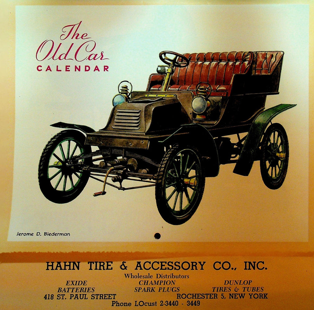 Old Car Calendar 1960 Hahn Tire & Accessory Rochester NY Jerome D Biederman0