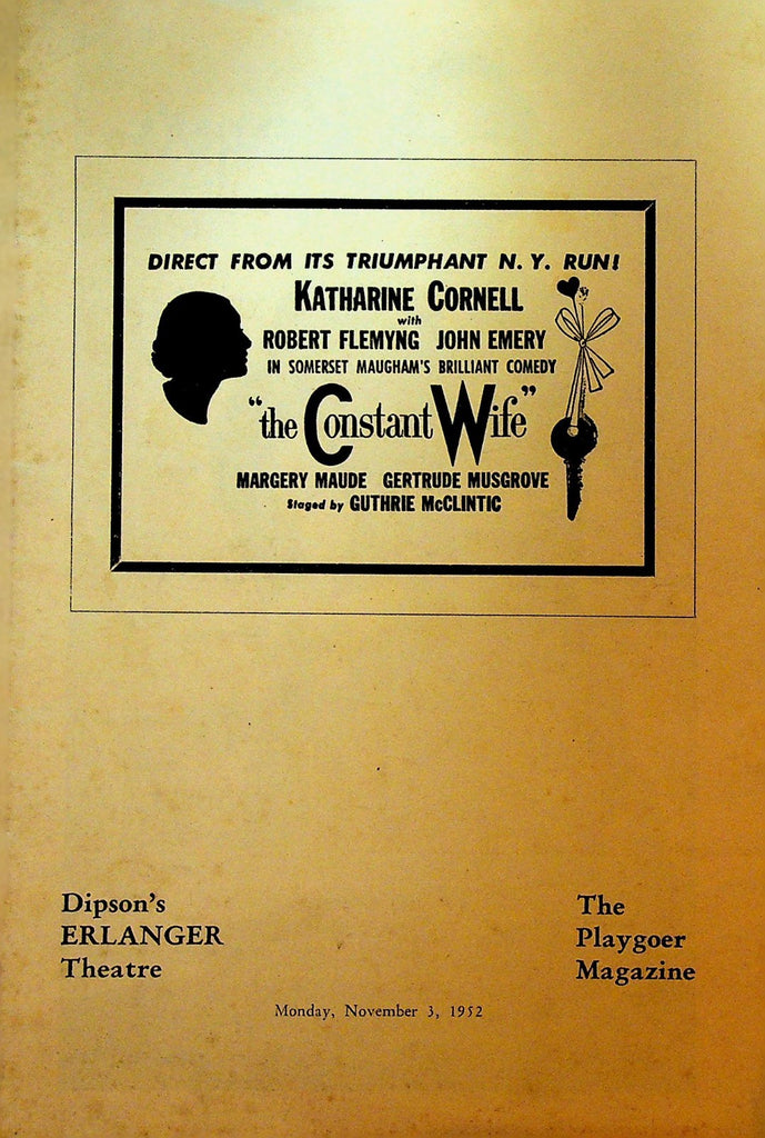 The Constant Wife Playbill November 3 1952 Katharine Cornell Robert Flemyng0