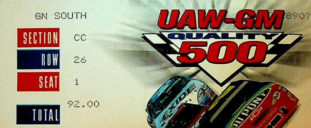 UAW GM Quality 500 NASCAR Auto Racing Ticket October 20010
