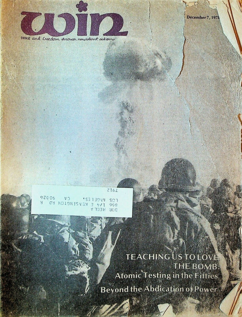 Win Magazine December 7 1978 Atomic Bomb Testing in the 1950s 0