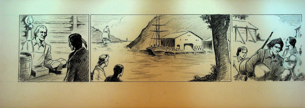 Early American Colonization Original Art American History 1950s0