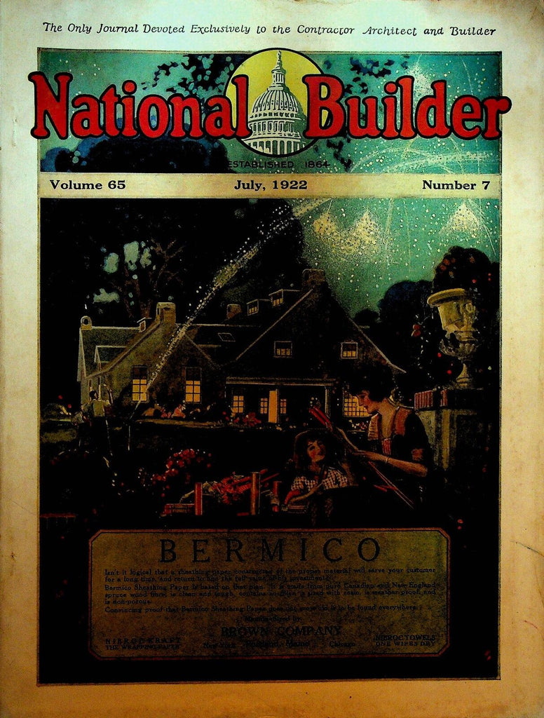 National Builder Magazine July 1922 Asbestos Architecture Construction