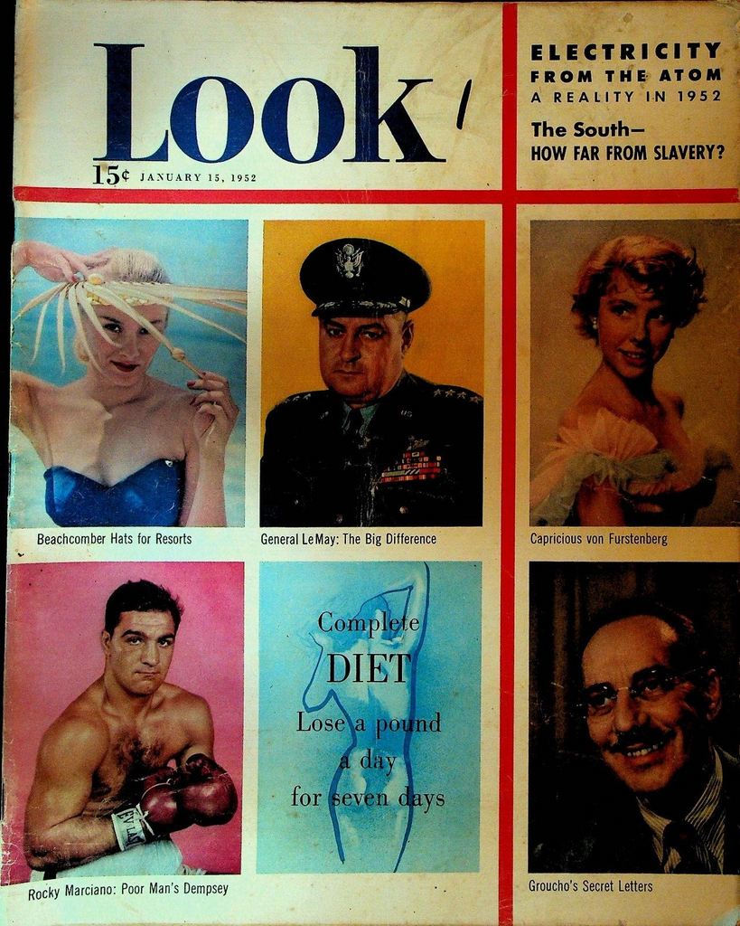 Look Magazine January 15 1952 Groucho Marx Rocky Marciano Betsy Von Furstenberg