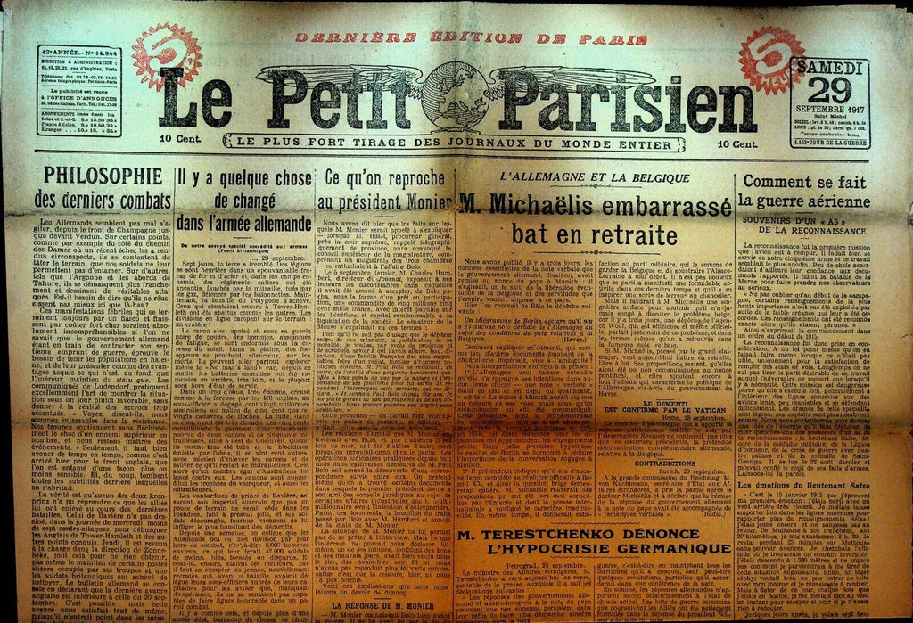 Le Petit Parisien WWI Newspaper France September 30 1917 Bolo Pasha Pacha