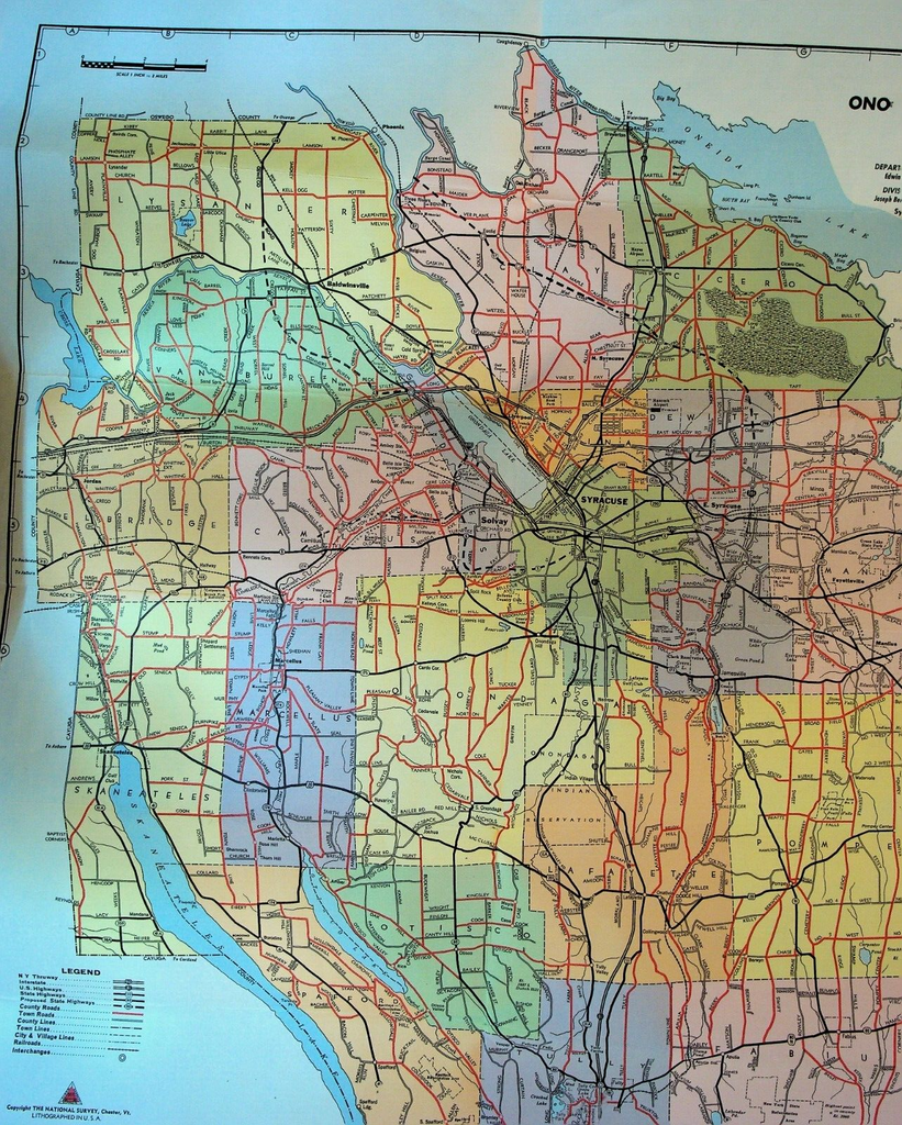 Onondaga County New York Department of Public Works 1960s Map