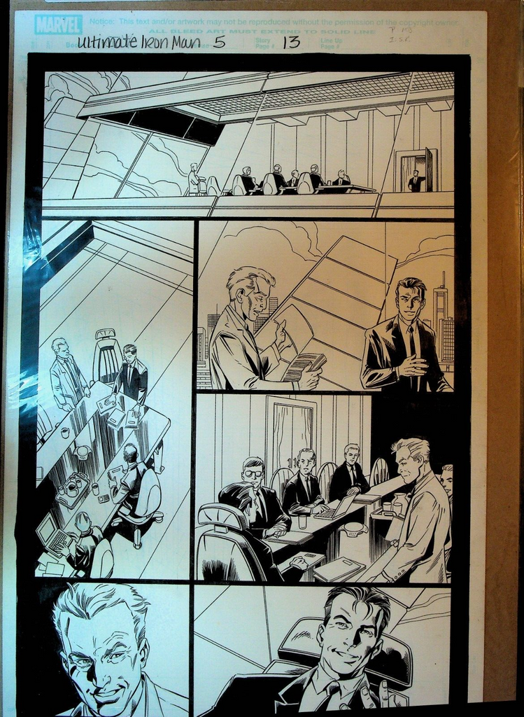Ultimate Iron-Man 5 Original Comic Art Mark Bagley Scott Koblish Page 13 2006