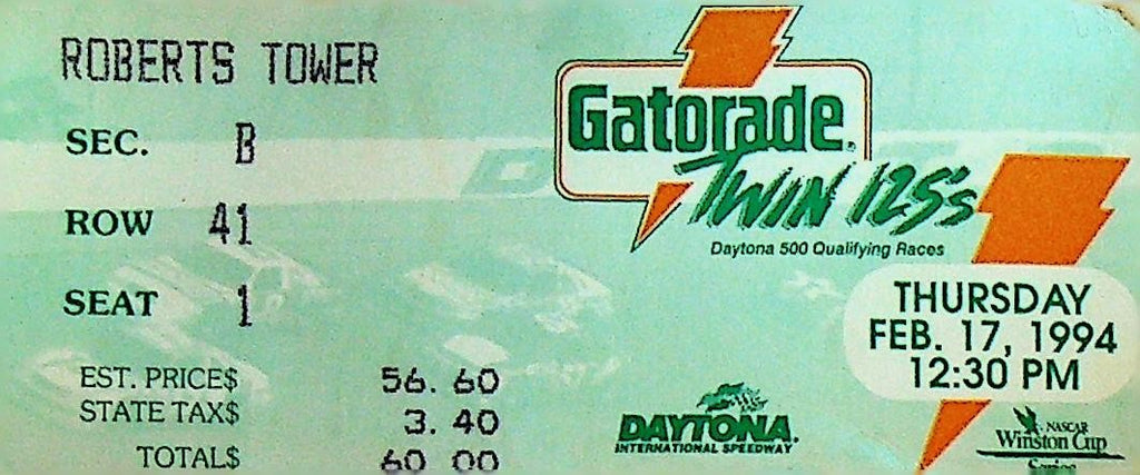 Gatorade Twin 125s NASCAR Winston Cup Series Ticket Stub February 17 19940