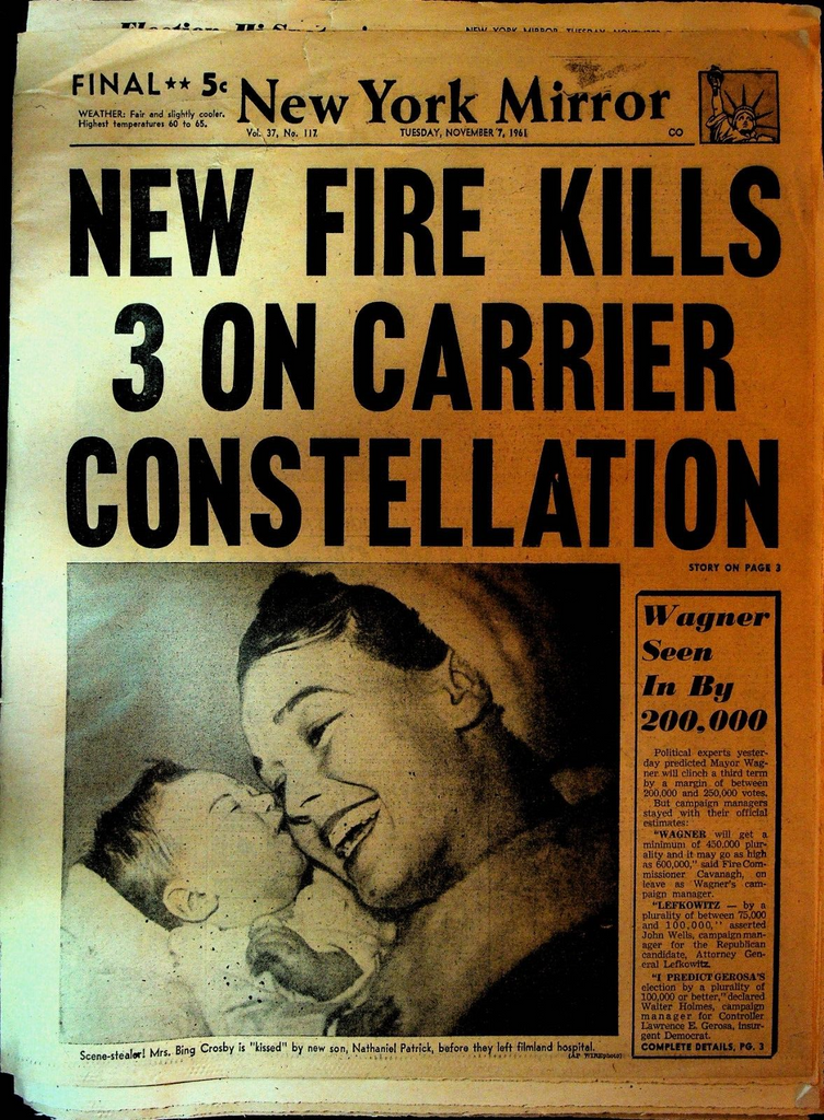 New York Daily News November 7 1961 USS Constellation Jawaharlal Nehru