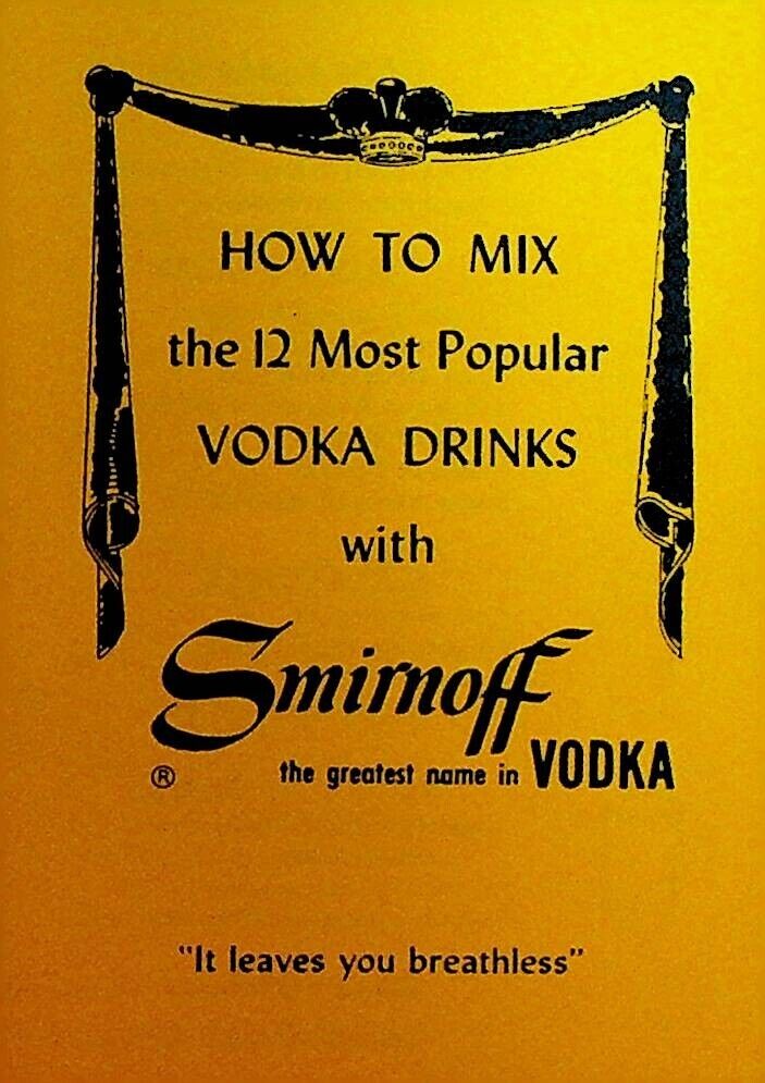 Smirnoff Vodka Recipe Booklet 1954 How To Mix 12 Popular Drinks