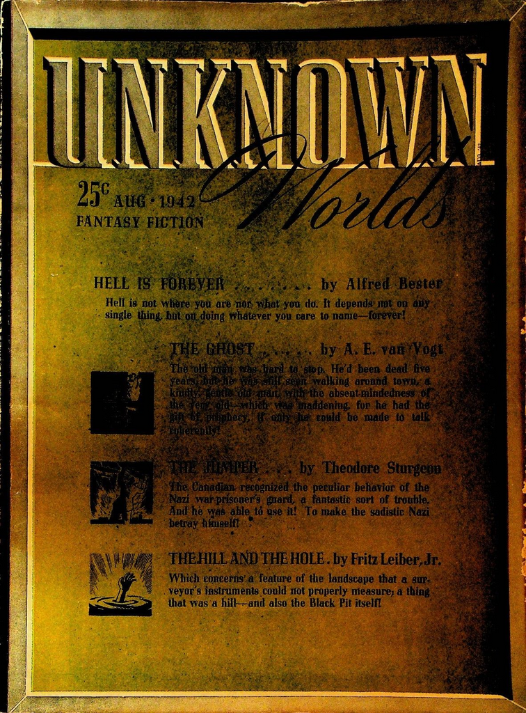 Unknown Worlds August 1942 AE Van Vogt Fritz Leiber Jr Theodore Sturgeon