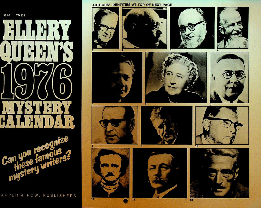 Ellery Queen's 1976 Mystery Calendar Edgar Allen Poe Agatha Christie Rex Stout0