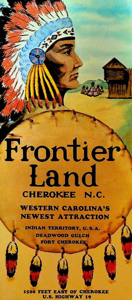 Frontier Land Cherokee  North Carolina Brochure 1950s0