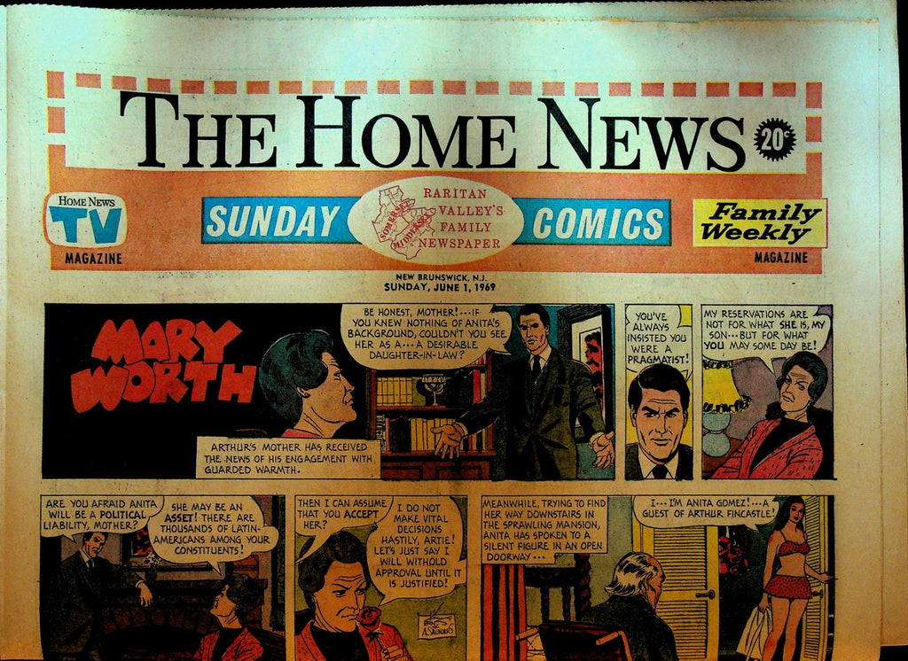 The Home News Sunday Comics New Brunswick NJ June 1 1969 Peanuts Mary Worth0