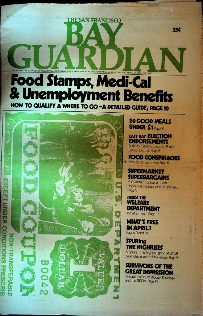 San Francisco Bay Guardian April 5 1975 Erica Jong Great Depression Betty Carter0