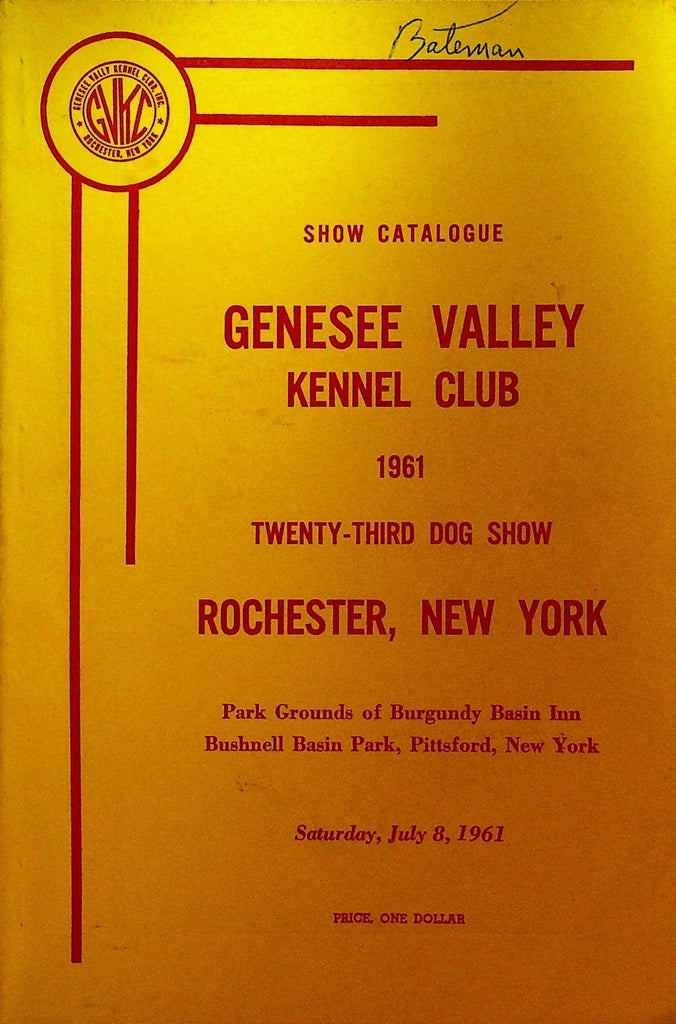 Genesee Valley Kennel Club Dog Show Catalogue 1961 Rochester NY0