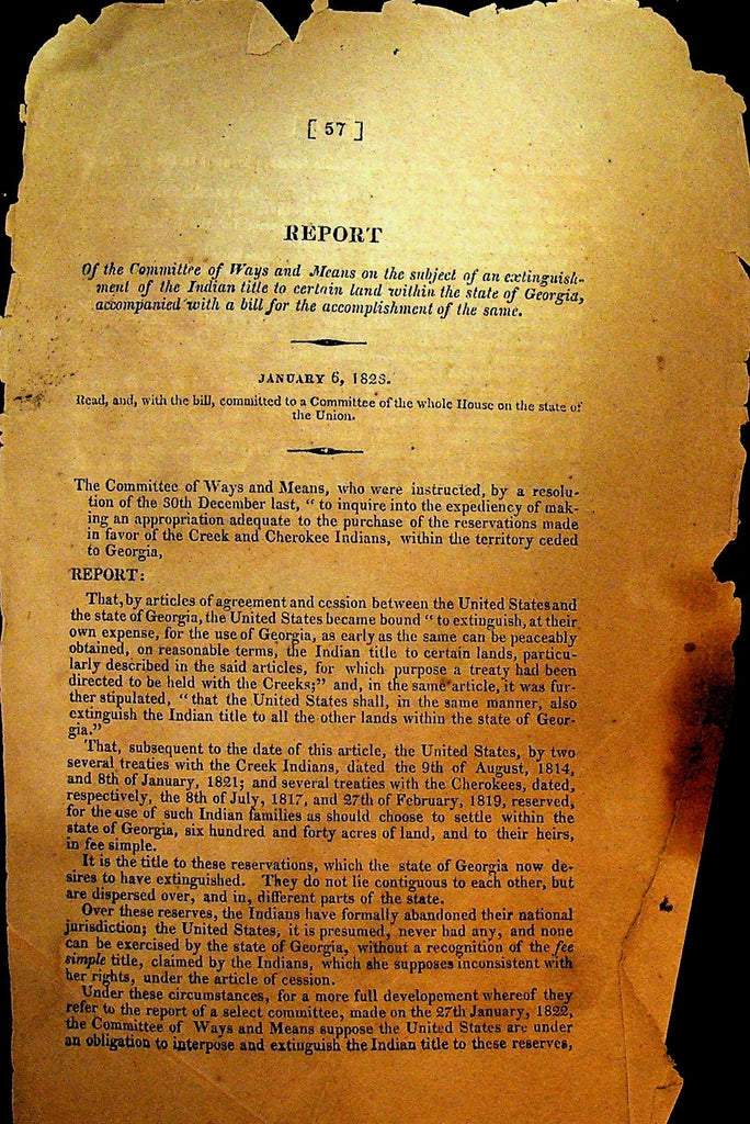 Congressional Report Indian Title to Georgia Lands January 6 18230