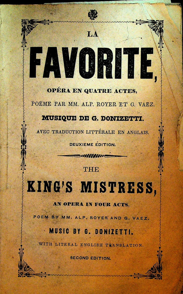 La Favorite The King's Mistress Opera Program 1847 French Company of New Orleans0