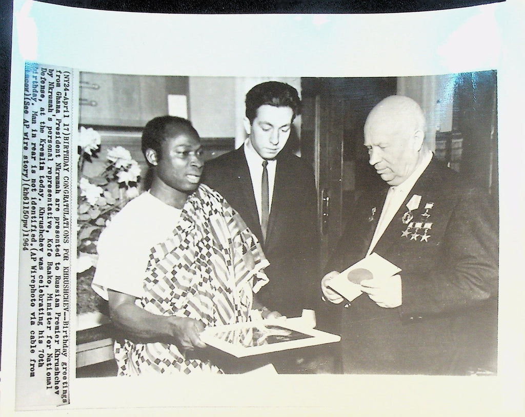 Nikita Khrushchev Wire Photo 1964 President Nkrumah Ghana0