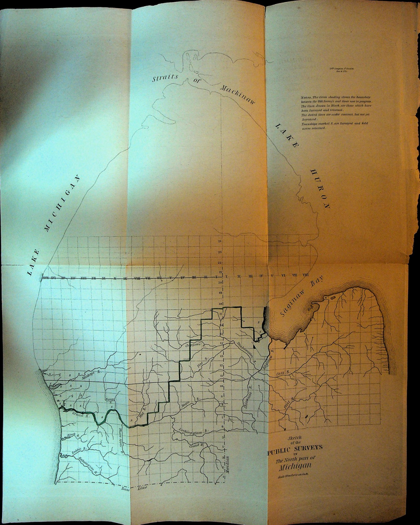 Sketch of the Public Surveys in the North Part of Michigan 1830s Map0