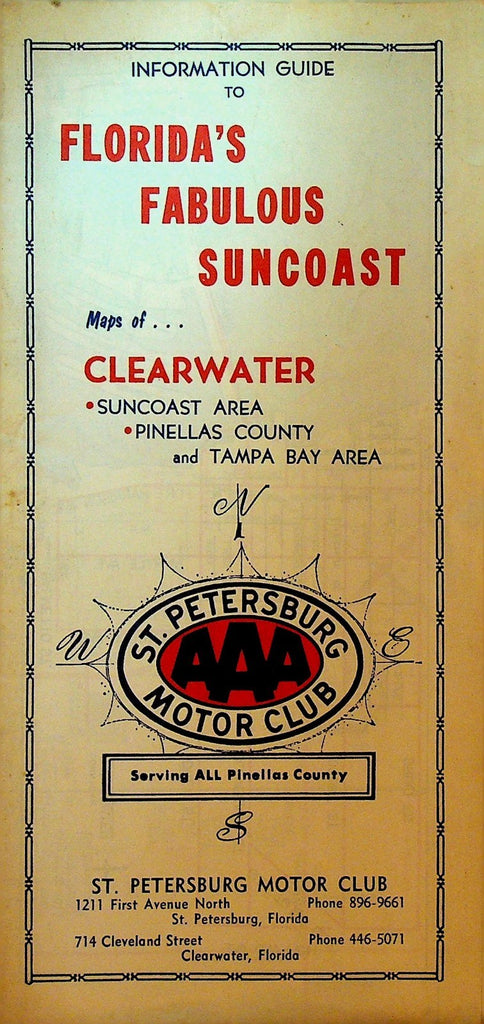Clearwater Florida Information Guide Florida's Fabulous Suncoast Map 19670