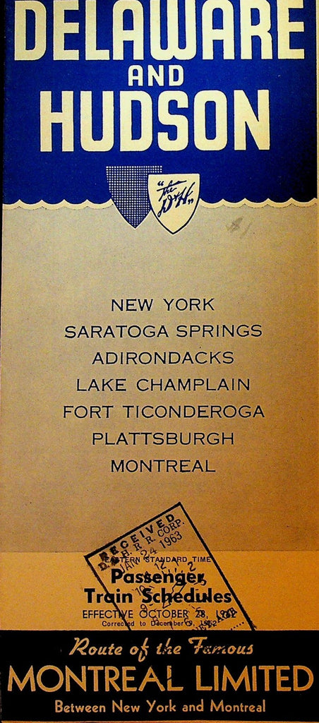 Delaware & Hudson Passenger Train Schedule October 28 1962 Montreal Limited0