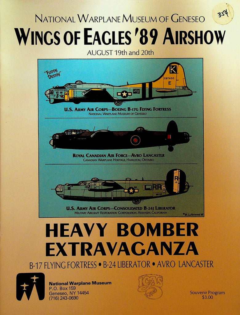 National Warplane Museum of Geneseo NY Wings of Eagles Air Show Program 19890