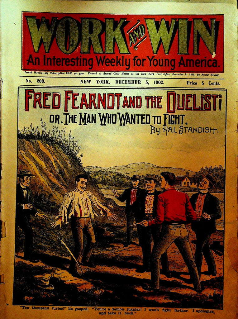 Work and Win December 5 1902 Fred Fearnot & The Duelist Hal Standish Tousey0