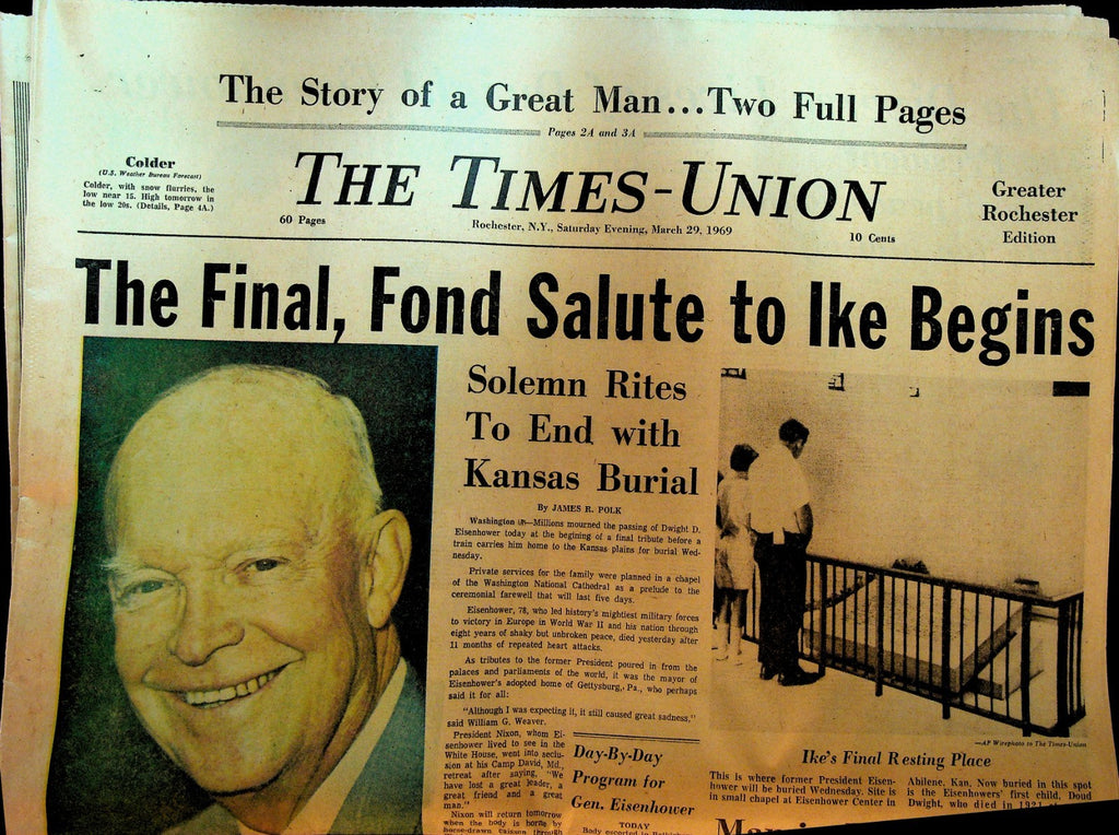 Rochester Times Union March 29 1969 Dwight Eisenhower Dies Salute0