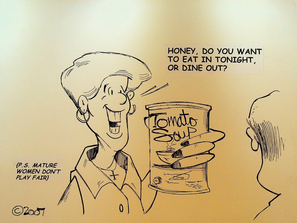 Bill Landis Original Cartoon Art The Villages Daily Sun 2007 Tomato Soup