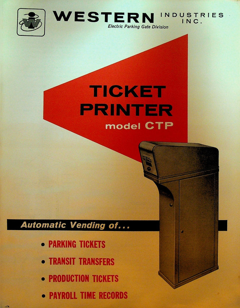Western Industries Ticket Printer Model CTP Parking Lot Brochure 19600