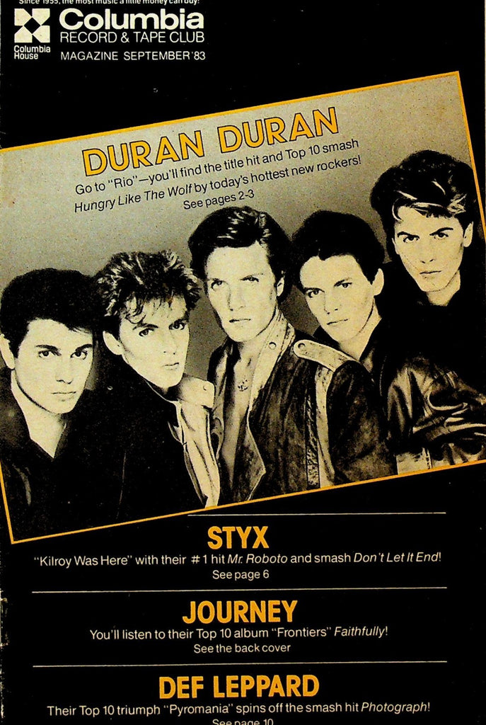 Columbia Record & Tape Club Catalog September 1983 Duran Duran Styx Journey0