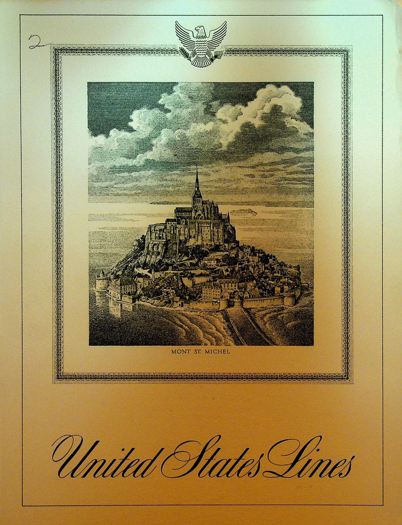 SS United States Line Dinner Menu July 21 19600