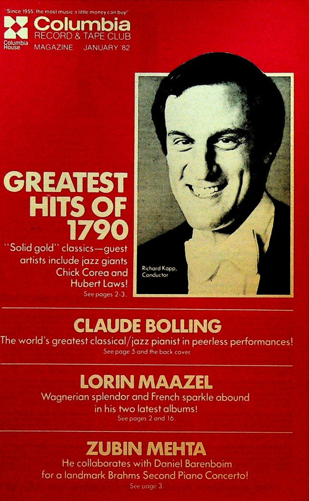 Columbia Record & Tape Club Catalog January 1982 Richard Kapp Claude Bolling0