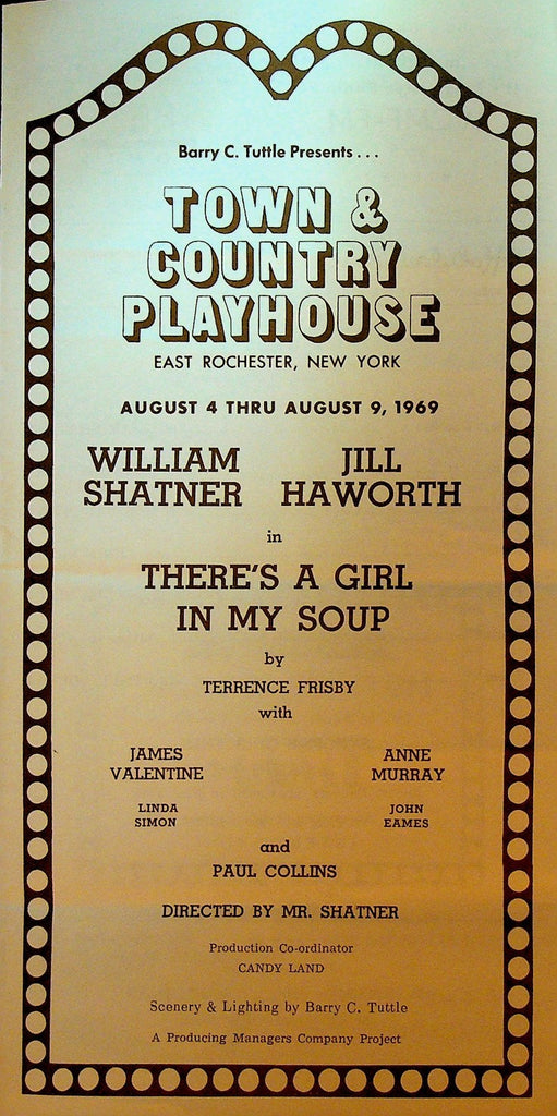 There's a Girl in My Soup Playbill 1969 William Shatner Jill Haworth John Eames0