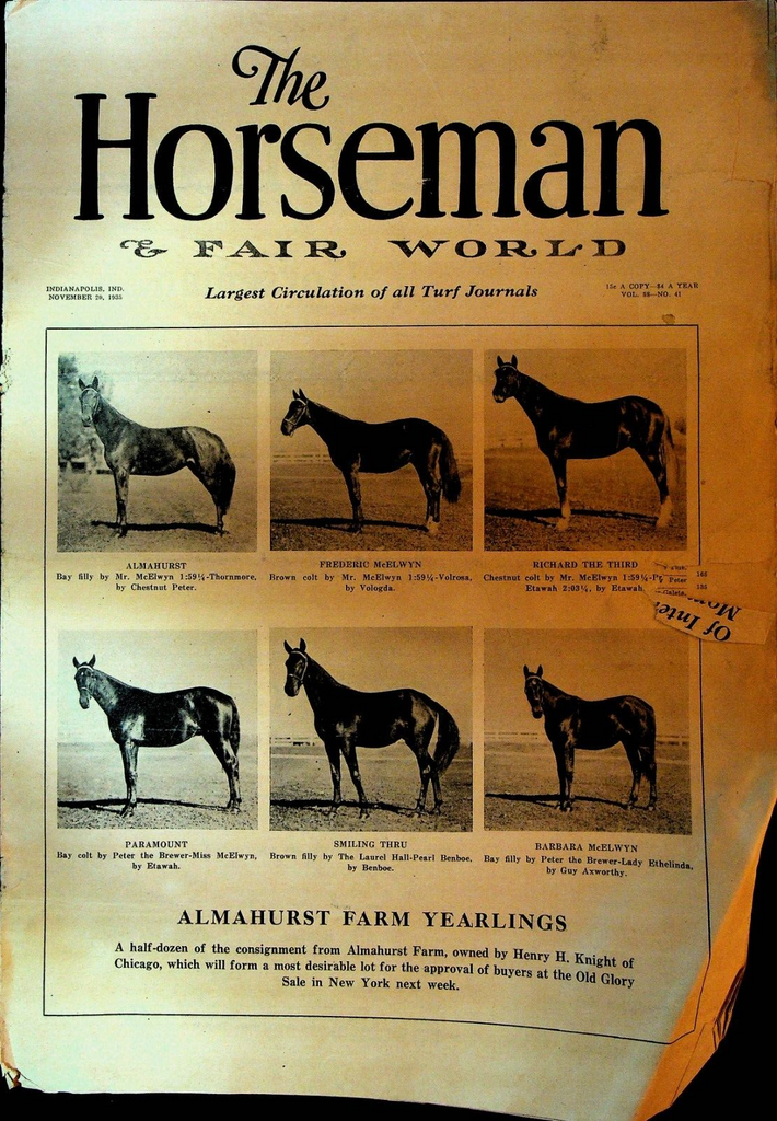 The Horseman & Fair World Turf Journal November 20 1935 Horse Racing Paramount