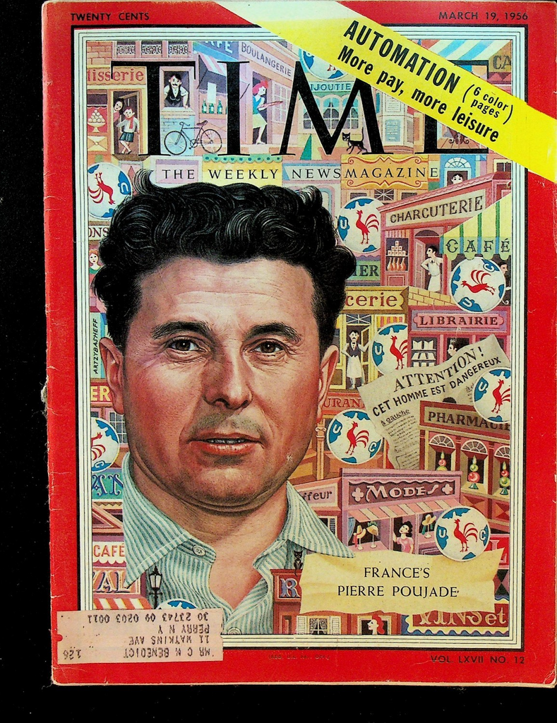 Time Magazine March 19 1956 Pierre Poujade Jimmy Hoffa Johnnie Ray0